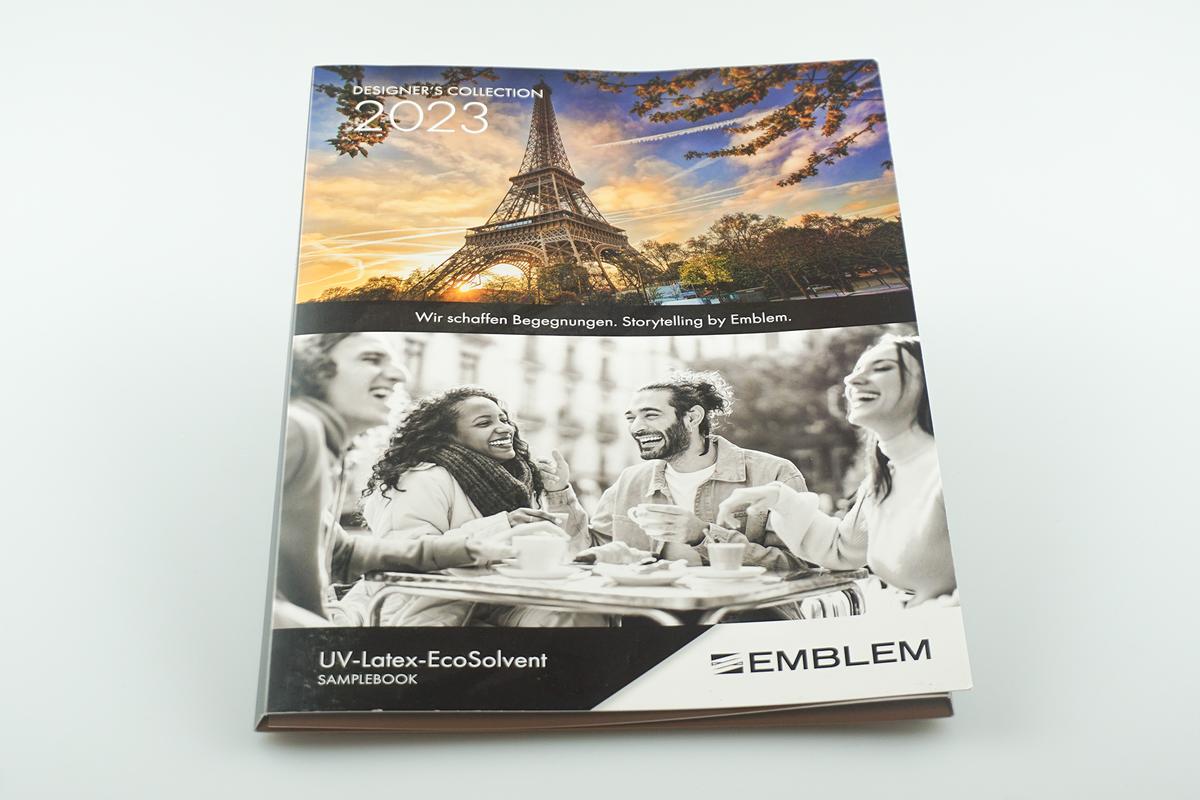 Foto1: EMBLEM  Samplebook - Musterbuch UV-Latex-EcoSolvent