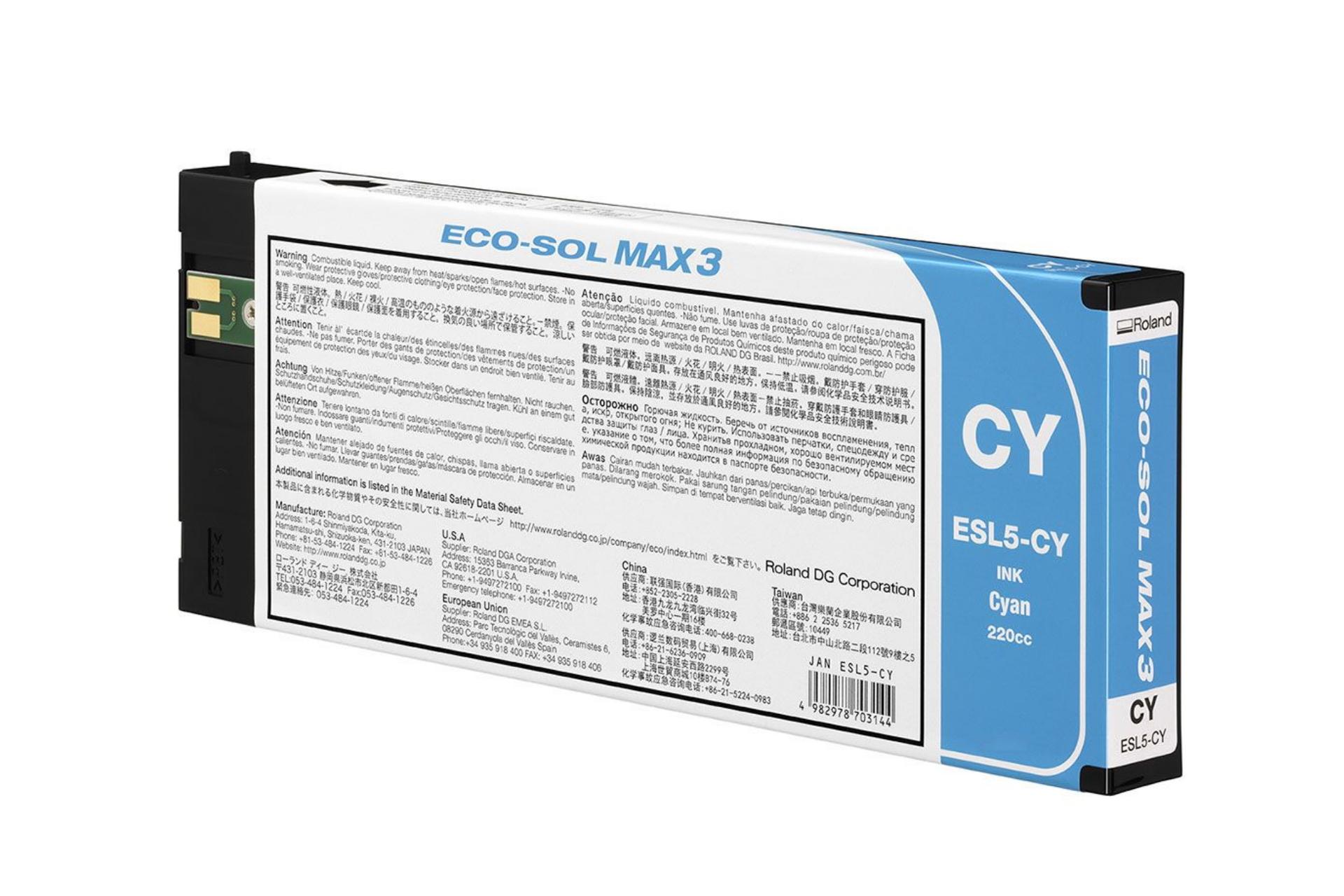 Foto: Roland Eco-Sol Max 3 ESL5-CY cyan - 220 ml.