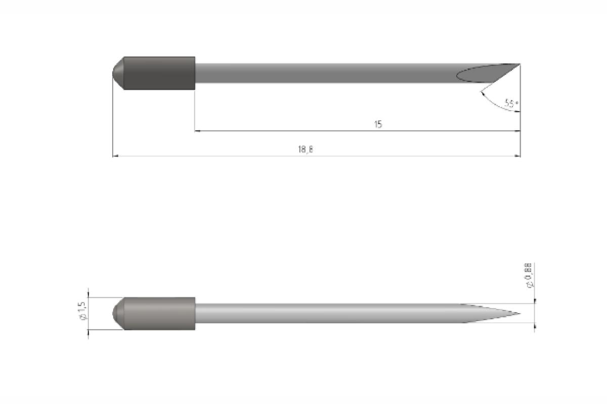 Foto1: profiwelt PROcut Schleppmesser für Graphtec 0,9 mm 55°